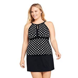 Lands’ End Plus Standard sizes keyhole high neck tankini retro polkadot Various